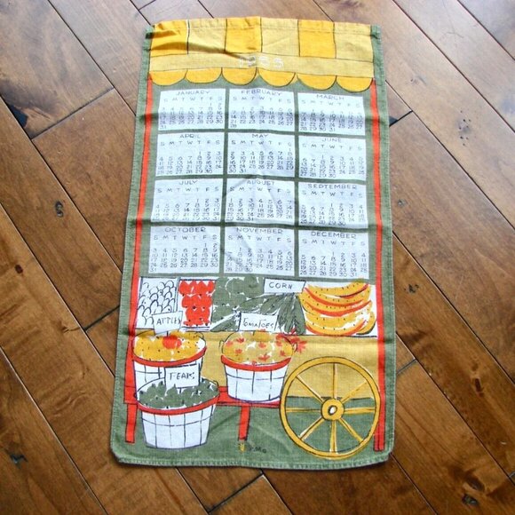 Vintage Vera Neumann 1965 Tea Towel Signed Vera Ladybug Mid Century Modern MCM - Picture 1 of 8